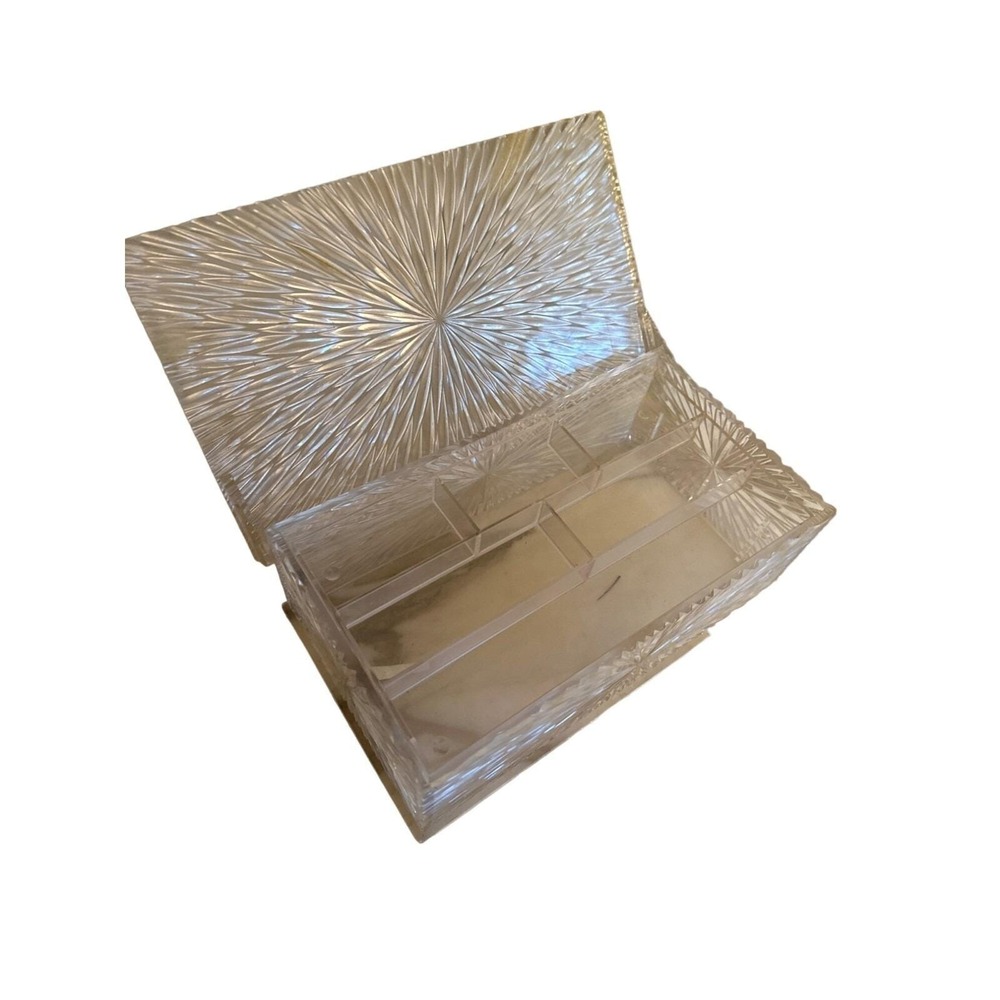 Celebrity Starburst Clear Starburst Cosmetic Vanity Hinged Lid Box Vintage 1960s - Picture 4 of 8
